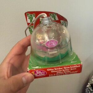 NEW Vintage Polly Pocket Glitter Reindeer Ornament
